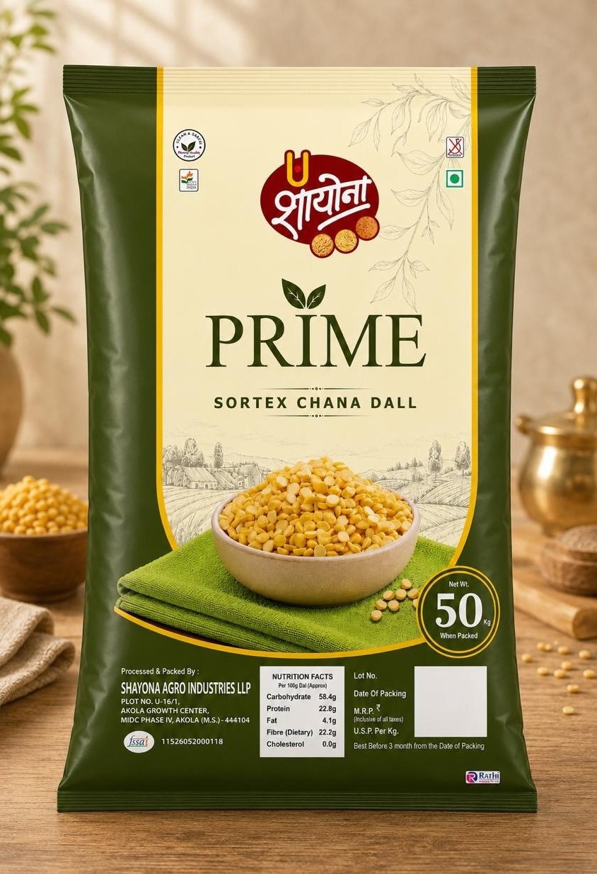Shayona PRIME Sortex Chana Dal 50 kg pack